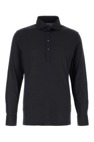 Хлопковая рубашка-поло темно-синего цвета Черный BRUNELLO CUCINELLI (M0B133914)