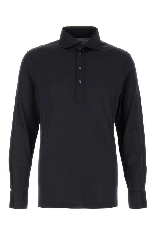 Хлопковая рубашка-поло темно-синего цвета Черный BRUNELLO CUCINELLI (M0B133914)