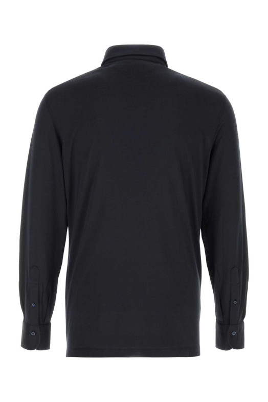 Хлопковая рубашка-поло темно-синего цвета Черный BRUNELLO CUCINELLI (M0B133914)