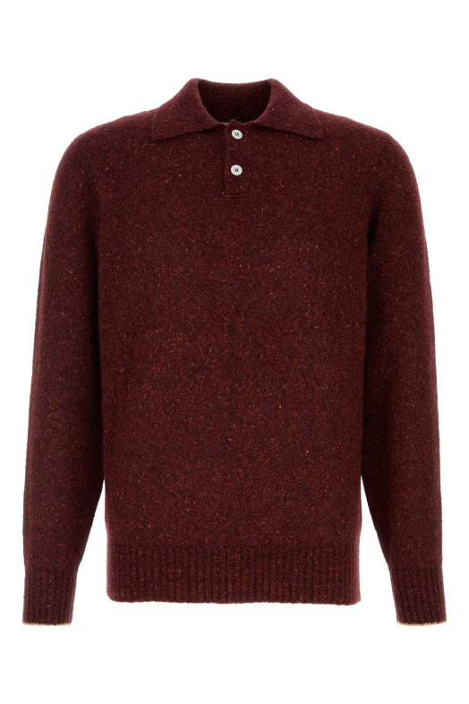 Поло из смеси альпаки меланжевого бордового цвета BRUNELLO CUCINELLI (M0H709205)