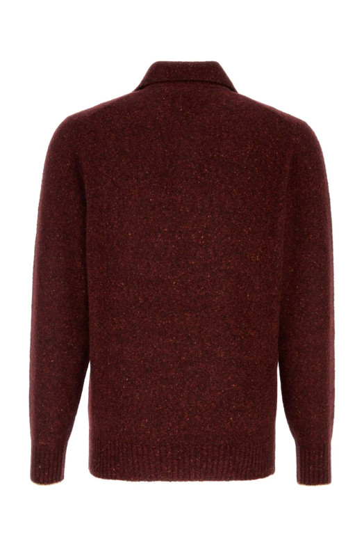Поло из смеси альпаки меланжевого бордового цвета BRUNELLO CUCINELLI (M0H709205)