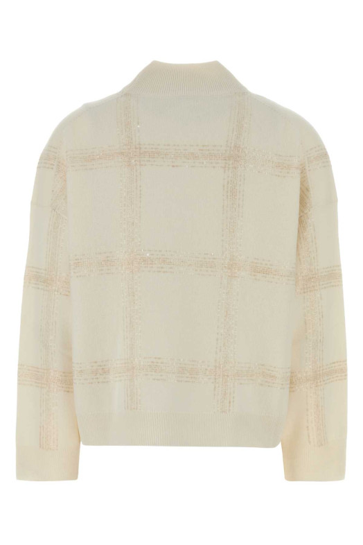 Оверсайз-светр з вовняної суміші кольору слонової кістки BRUNELLO CUCINELLI (M16230204)