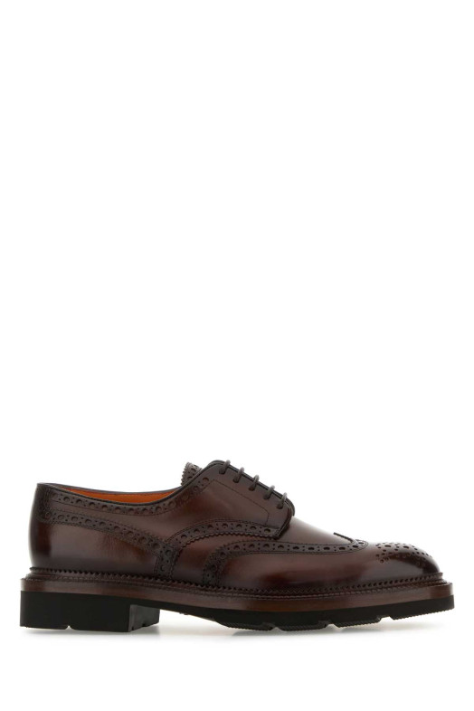 Коричневые кожаные туфли Emil на шнурках SANTONI (MCCO15761JL4GNTG)