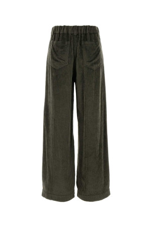 Брюки из вельвета армейского зеленого цвета с широкими брючинами BRUNELLO CUCINELLI (MG516E0799)
