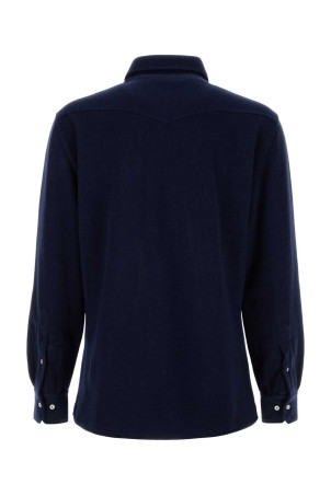 Фланелевая рубашка темно-синего цвета BRUNELLO CUCINELLI (MM840KC01)