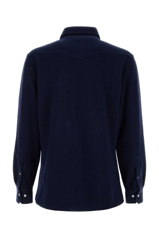 Фланелевая рубашка темно-синего цвета BRUNELLO CUCINELLI (MM840KC01)