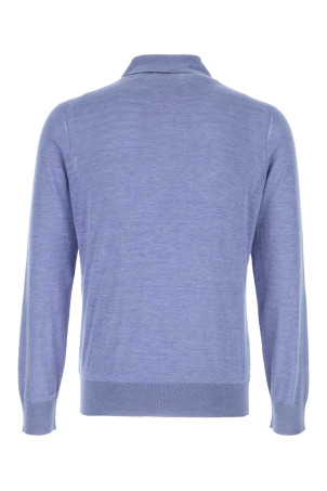 Поло из шелковой смеси цвета лазурной синевы BRUNELLO CUCINELLI (MNB805415)