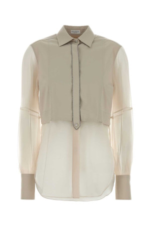 Sand cotton blend and silk shirt BRUNELLO CUCINELLI (MP091MQ406)