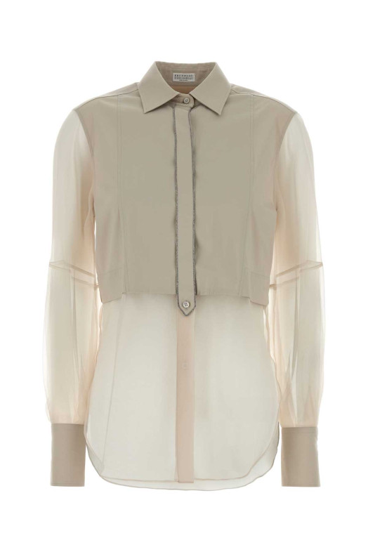 Sand cotton blend and silk shirt BRUNELLO CUCINELLI (MP091MQ406)