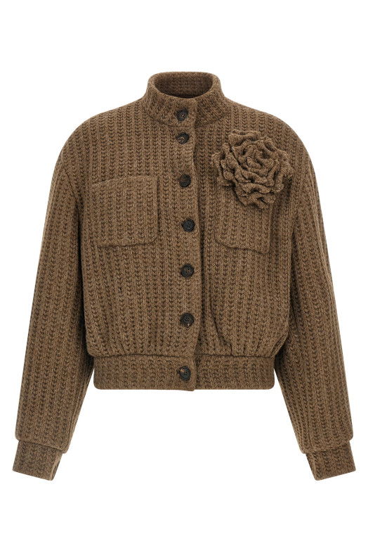 Шерстяная куртка-бомбер Коричневая GIUSEPPE DI MORABITO 05FWBO104F0530330