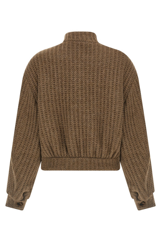 Шерстяная куртка-бомбер Коричневая GIUSEPPE DI MORABITO 05FWBO104F0530330