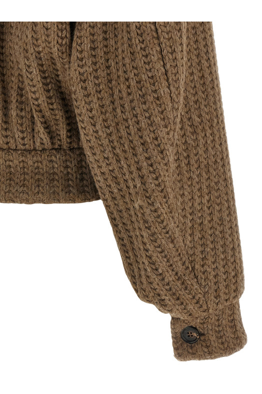 Шерстяная куртка-бомбер Коричневая GIUSEPPE DI MORABITO 05FWBO104F0530330