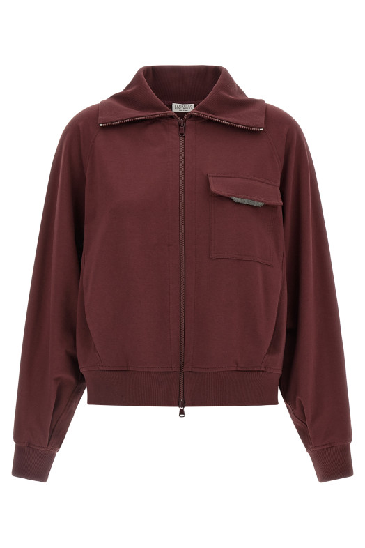 'Shiny Flap Detail' sweatshirt Bordeaux