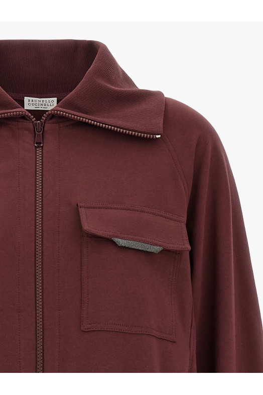 'Shiny Flap Detail' sweatshirt Bordeaux