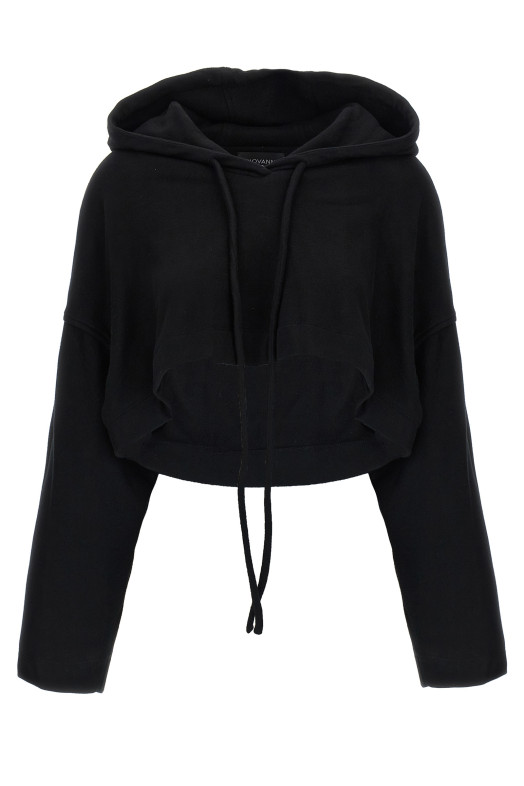Укороченная толстовка с капюшоном Черная GIOVANNI BEDIN GBFW2565NERO