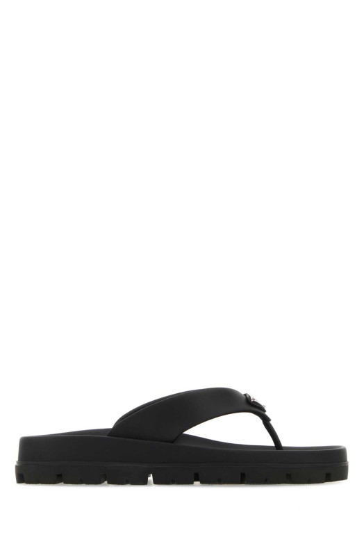 Black rubber thong slippers Black PRADA (1Y420NF0203LKK)