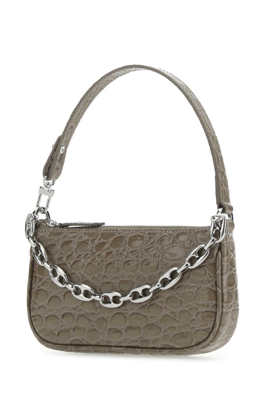 Dove grey leather mini Rachel handbag Brown BY FAR (21PFMIRAMUDCCESMA)