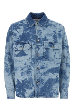 Printed denim shirt MSGM (3440ME41LA237290)