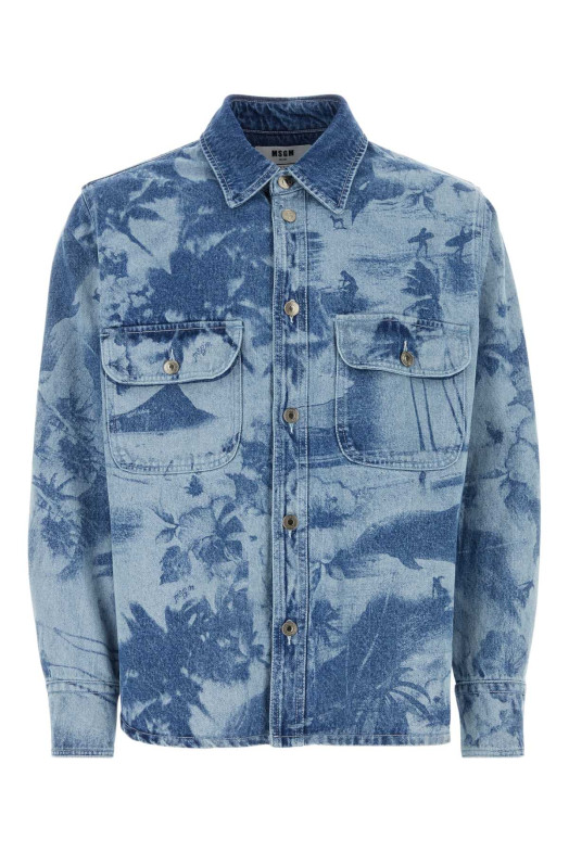 Printed denim shirt MSGM (3440ME41LA237290)