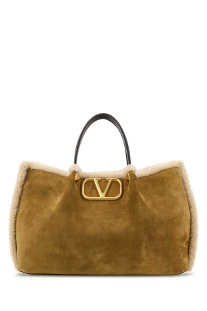 Mustard suede VLogo Signature shopping bag VALENTINO GARAVANI (7W0B0R44UVT)