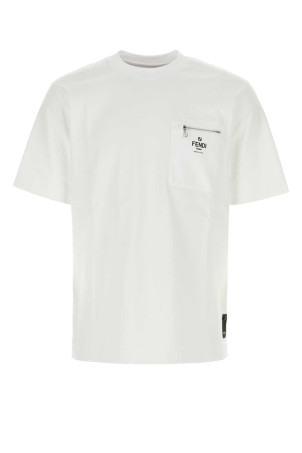 White cotton t-shirt White FENDI (FY0936ARYR)