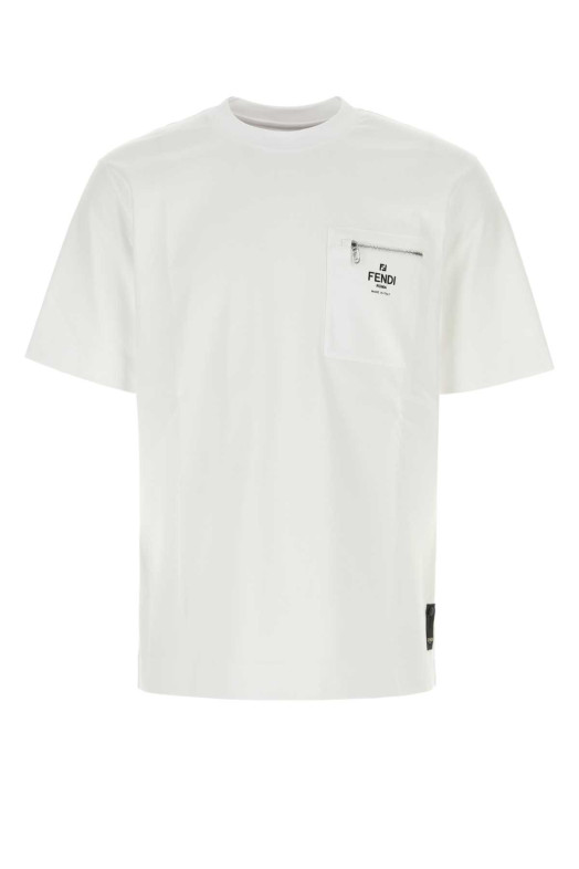 White cotton t-shirt White FENDI (FY0936ARYR)