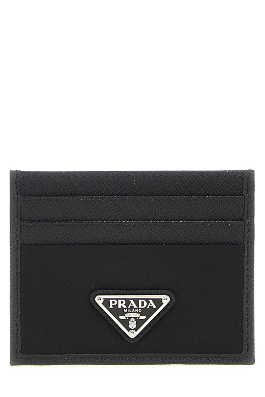 Re-Nylon Saffiano cardholder Black