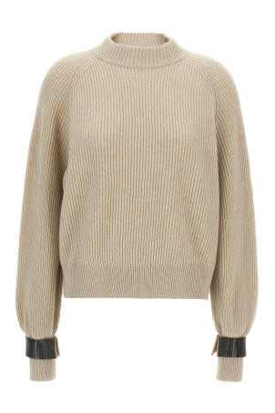 Monile cuffs sweater Beige