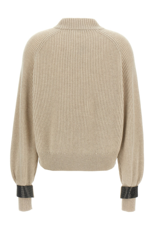 Monile cuffs sweater Beige