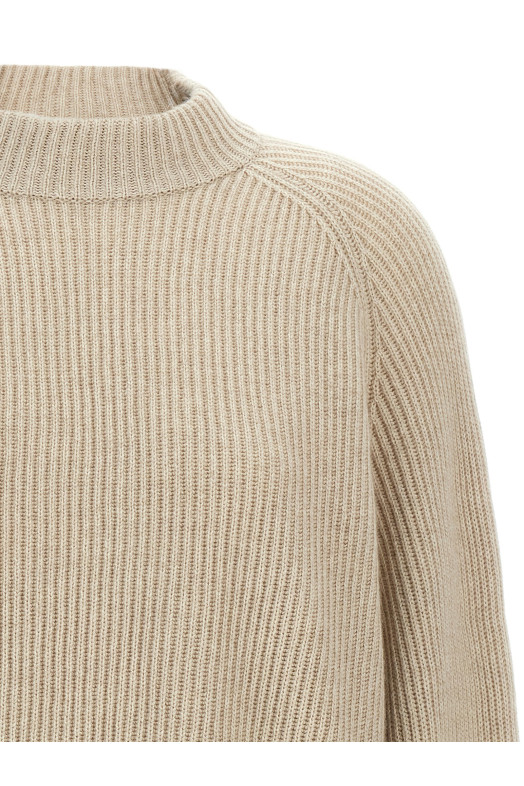 Monile cuffs sweater Beige
