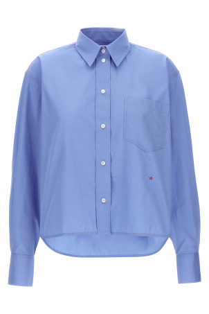 Укороченная рубашка с вышитым логотипом СИНЯЯ VICTORIA BECKHAM 1124WSH005238AOXFORDBLUE