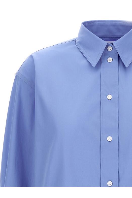 Укороченная рубашка с вышитым логотипом СИНЯЯ VICTORIA BECKHAM 1124WSH005238AOXFORDBLUE