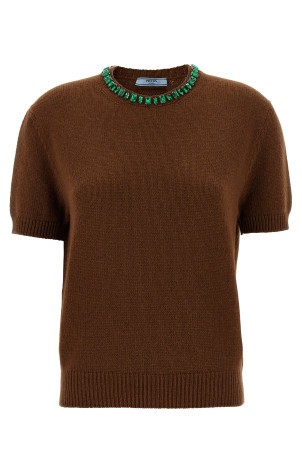 Crystal crew neck sweater Brown
