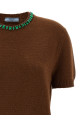 Crystal crew neck sweater Brown