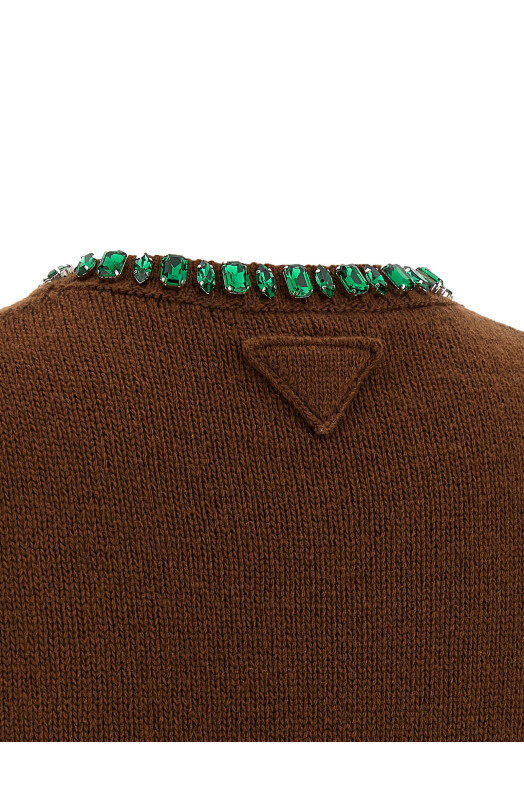 Crystal crew neck sweater Brown