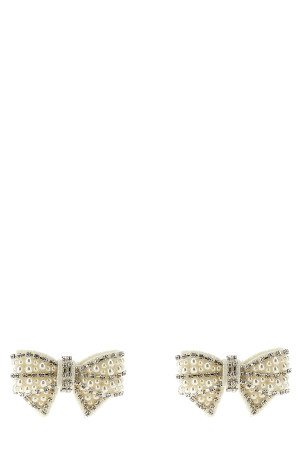 'Pearl Satin Bow' earrings White