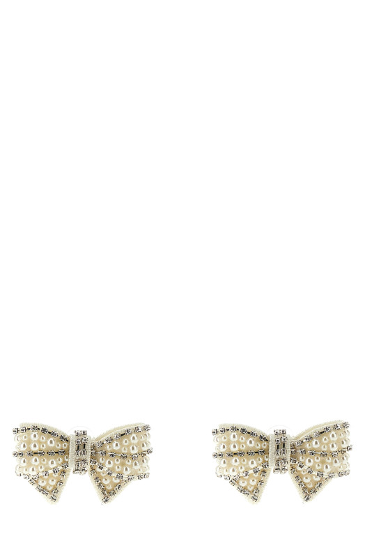 'Pearl Satin Bow' earrings White