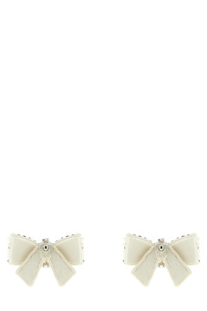 'Pearl Satin Bow' earrings White