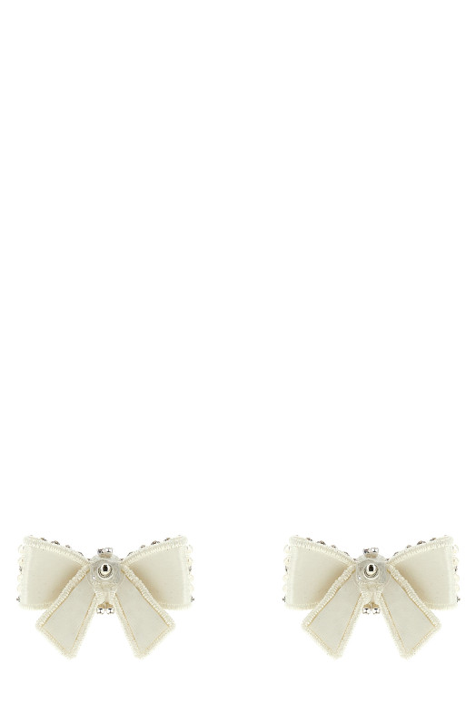 'Pearl Satin Bow' earrings White