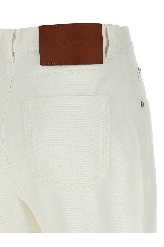 Джинсы с высокой талией Белые VICTORIA BECKHAM 1126DJE007018BWASHEDWHITE