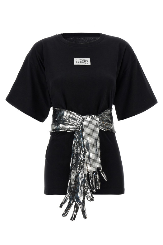 Перчатки с пайетками Футболка Черный MM6 MAISON MARGIELA S52GC0358M20170900