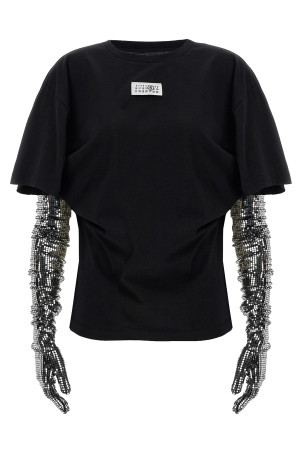 Sequin gloves T-shirt Black