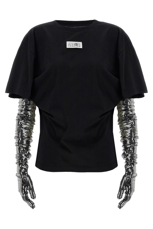 Перчатки с пайетками Футболка Черный MM6 MAISON MARGIELA S52GC0358M20170900