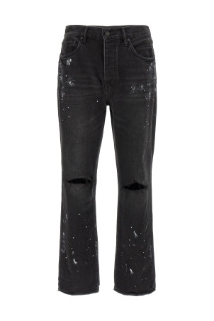 'P011 Knee Slit Paint' jeans Black