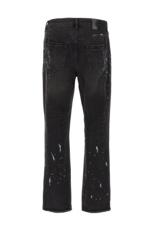 'P011 Knee Slit Paint' jeans Black