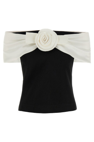 'Black Crêpe Flower' top Black-grey