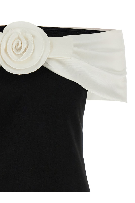 Топ «Черный креп-цветок» Черно-серый RS26180TBBLACK