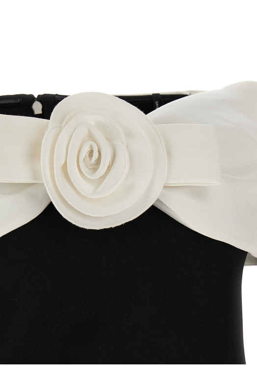 Топ «Черный креп-цветок» Черно-серый RS26180TBBLACK