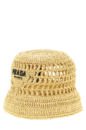 Капелюх-котел з логотипом, виготовлений гачком, бежевий PRADA 1HC1372C2TF0018
