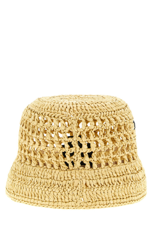 Крючковая шляпа с логотипом Бежевая PRADA 1HC1372C2TF0018